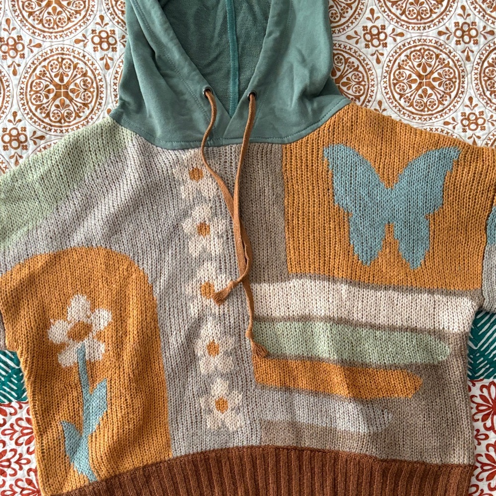 NATURAL LIFE Multicolor Patchwork Cowl Sweater